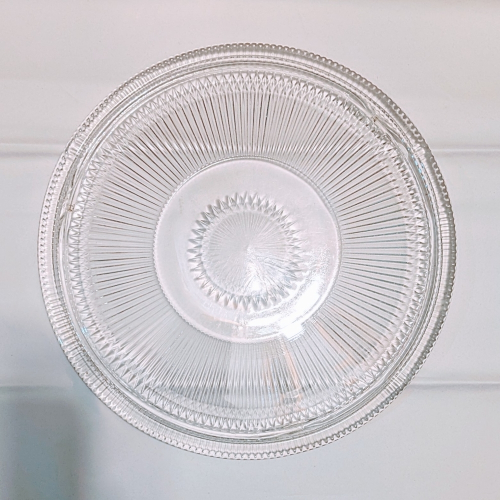 Vtg Depression Glass Cake Platter Plate Jeanette Glass Anniversary Clear 12.5" - Picture 2 of 7